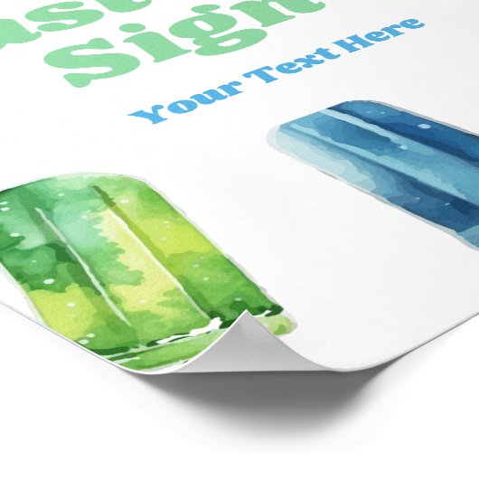 Blauw Groen Sinaasappel Popsicle Party Aangepaste Poster (Hoek)