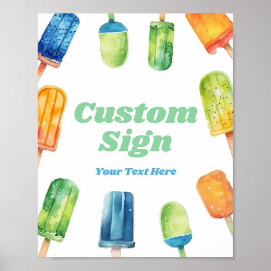 Blauw Groen Sinaasappel Popsicle Party Aangepaste  Poster (Voorkant)