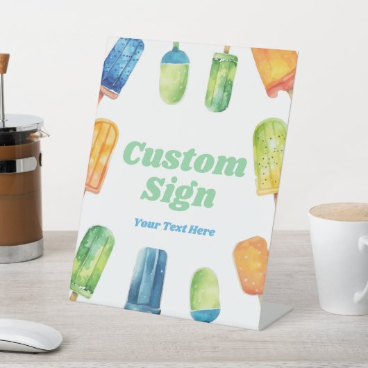Blauw Groen Sinaasappel Popsicle Party Aangepaste Reclamebord Met Voetstuk (Insitu)
