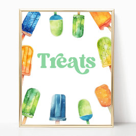 Blauw Groen Sinaasappel Popsicle Party Behandelt T Poster