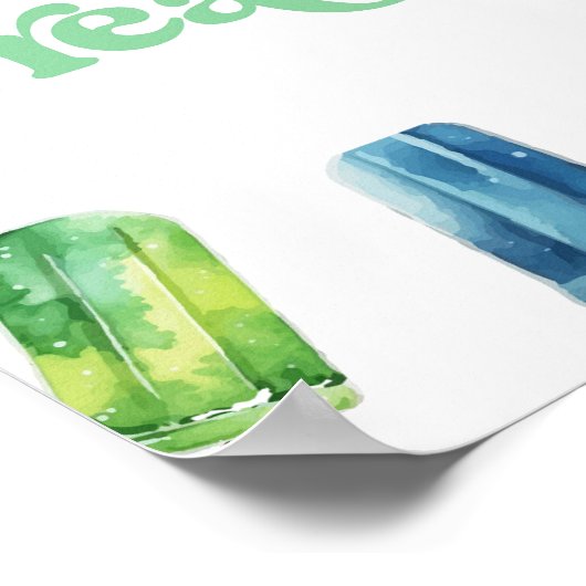 Blauw Groen Sinaasappel Popsicle Party Behandelt T Poster (Hoek)