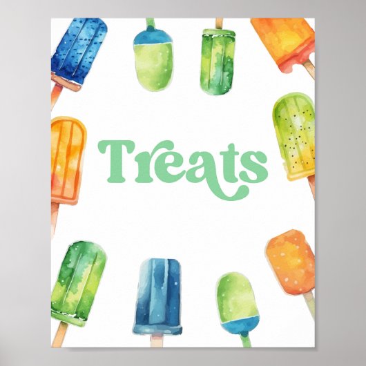 Blauw Groen Sinaasappel Popsicle Party Behandelt T Poster (Voorkant)