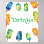 Blauw Groen Sinaasappel Popsicle Party Drinken Taf Poster (Voorkant)