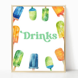 Blauw Groen Sinaasappel Popsicle Party Drinken Taf Poster