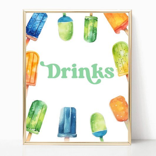 Blauw Groen Sinaasappel Popsicle Party Drinken Taf Poster
