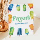 Blauw Groen Sinaasappel Popsicle Party Favorieten  Reclamebord Met Voetstuk