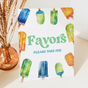 Blauw Groen Sinaasappel Popsicle Party Favorieten  Reclamebord Met Voetstuk
