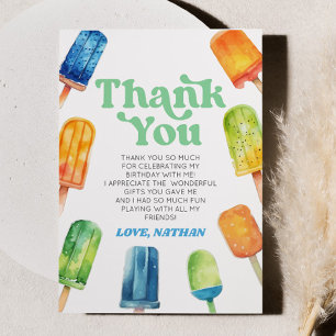 Blauw Groen Sinaasappel Retro Popsicle Verjaardags Bedankkaart