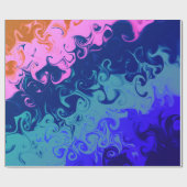 Blauw Groen Sinaasappel Roze Draaier Abstract Patr Cadeaupapier (Vlak)