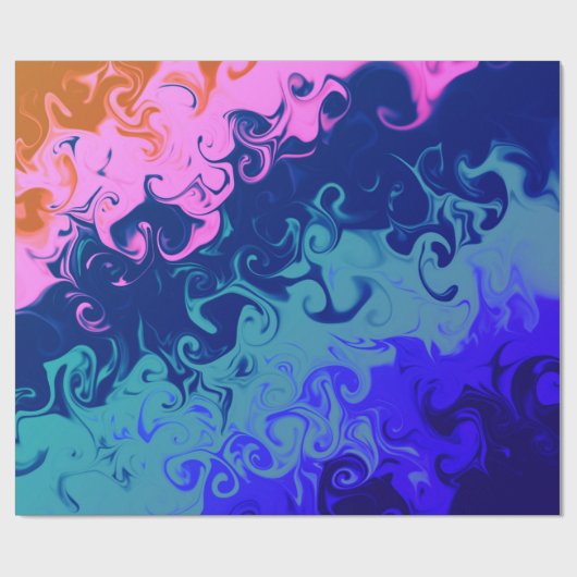 Blauw Groen Sinaasappel Roze Draaier Abstract Patr Cadeaupapier (Vlak)