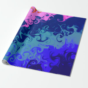 Blauw Groen Sinaasappel Roze Draaier Abstract Patr Cadeaupapier