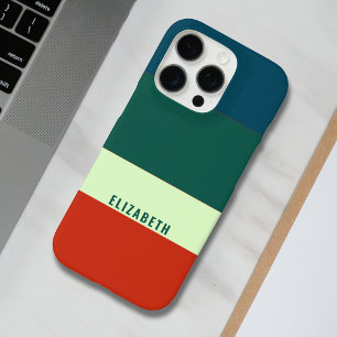 Blauw, groen Sinaasappel streepjespatroon geperson iPhone 16 Pro Hoesje