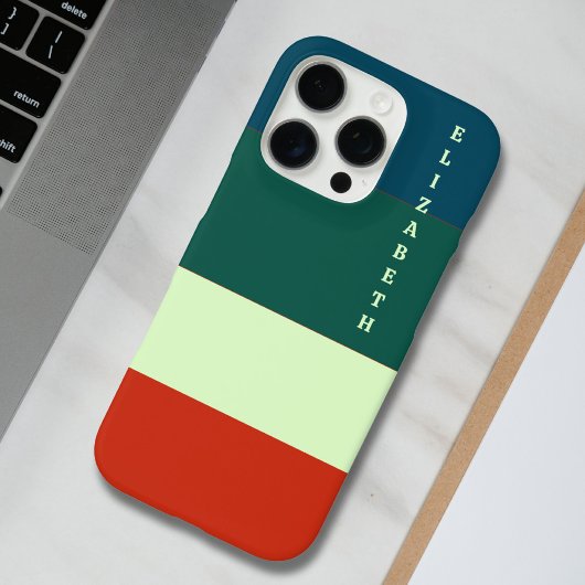 Blauw, groen Sinaasappel streepjespatroon geperson Case-Mate iPhone Case