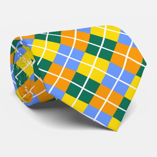 Blauw-groen-Sinaasappel Stropdas (Opgerold)