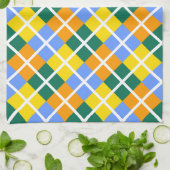 Blauw-groen-Sinaasappel Theedoek (Gevouwen)