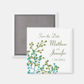 Blauw & Groen Sla de Datummagneet op - Vierkant Magneet (Voorkant / Achterkant)