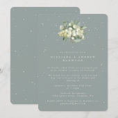 Blauw-groen Snowberry + Eucalyptus bruiloft recept Kaart (Voorkant / Achterkant)