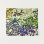 Blauw Groen Spaans Mozaïek Wandkleed (Voorkant (horizontaal))