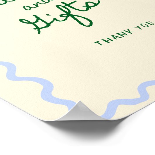 Blauw Groen Squiggle Lijst Kaarten & Geschenken Poster (Hoek)