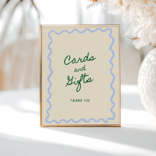 Blauw Groen Squiggle Lijst Kaarten & Geschenken Poster