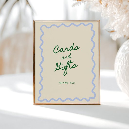 Blauw Groen Squiggle Lijst Kaarten & Geschenken Poster