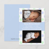 Blauw & Groen Stippen 2 foto's -3x5 Geboorte Aanko Aankondiging (Voorkant / Achterkant)