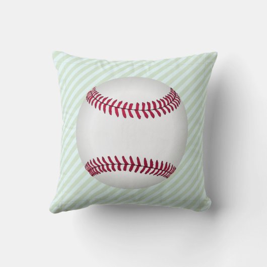 Blauw Groen Streep Honkbal Jongens Geboorterecord Kussen (Achterkant)