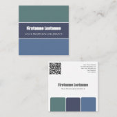 Blauw groen streepjes harmonisch kleurenpalet QR-C Vierkante Visitekaartje (Voorkant / Achterkant)