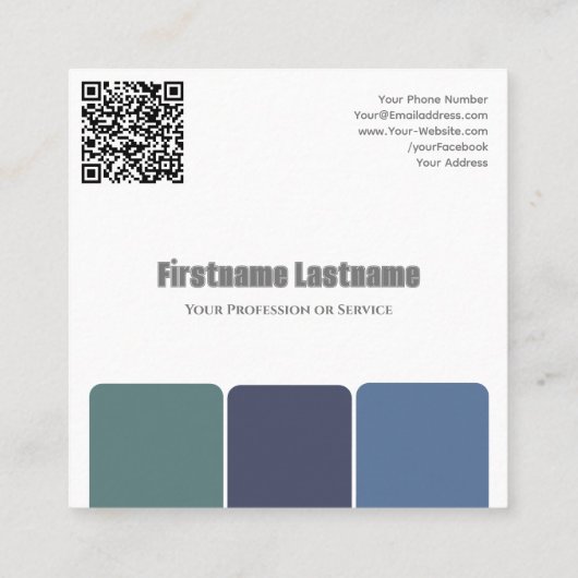 Blauw groen streepjes harmonisch kleurenpalet QR-C Vierkante Visitekaartje (Achterkant)
