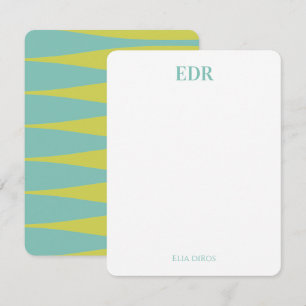 Blauw & Groen Striation Monogram Opmerking Kaart Notitiekaartje