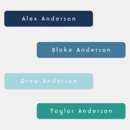 Blauw groen strijkijzer op de etiketten van Kind Labels