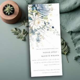 Blauw Groen Succulent Bloemen Botanisch Verloving Kaart