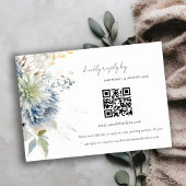 Blauw Groen Succulent Bloemenbruiloft QR Code RSVP Informatiekaartje