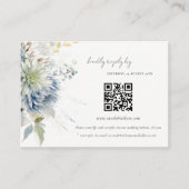 Blauw Groen Succulent Bloemenbruiloft QR Code RSVP Informatiekaartje (Voorkant)