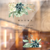 Blauw Groen Succulent Fauna Openingstijden Raamsticker (Vel 2)