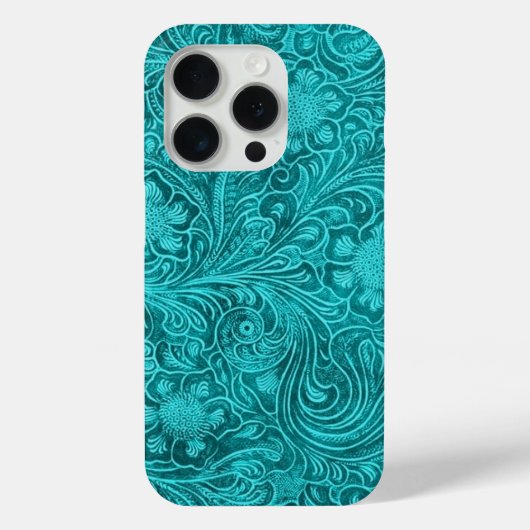Blauw-groen Suede Leather Kijk terug naar Floral D Case-Mate iPhone Case (Achterkant)