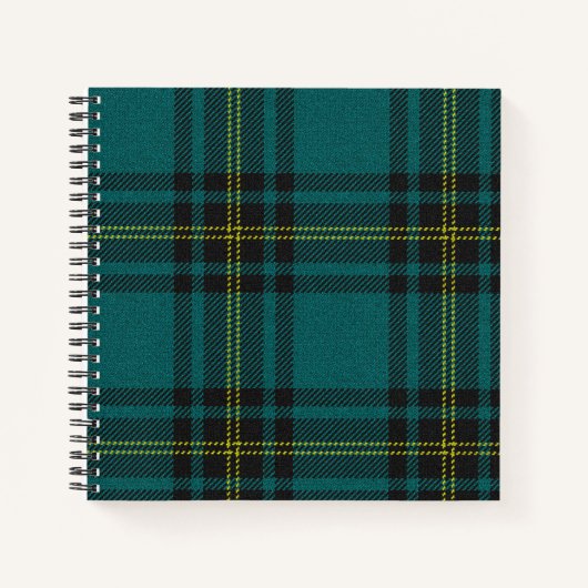 Blauw-groen Tartan dubbelzijdig Notitieboek (Voorkant)