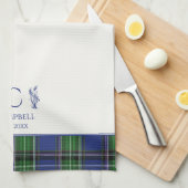 Blauw Groen Tartan Plaid Gepersonaliseerde naam Mo Theedoek (Quarter Fold)