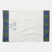 Blauw Groen Tartan Plaid Gepersonaliseerde naam Mo Theedoek (Horizontaal)