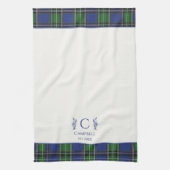Blauw Groen Tartan Plaid Gepersonaliseerde naam Mo Theedoek (Verticaal)