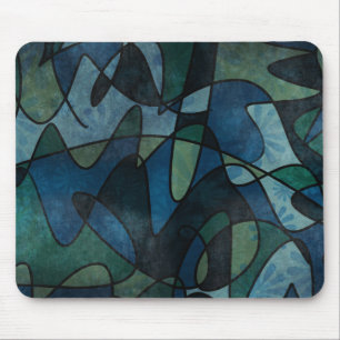 Blauw Groen Teal Digitaal Gebrandschilderd Abstrac Muismat