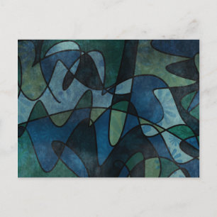 Blauw Groen Teal Digitaal Gebrandschilderd Glas Ab Briefkaart