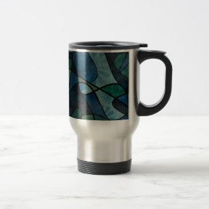 Blauw Groen Teal Digitaal Gebrandschilderd Glas Ab Reisbeker