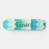 Blauw, Groen & Teal Geometrische Zee golven   Persoonlijk Skateboard (Horizontaal)