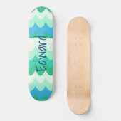 Blauw, Groen & Teal Geometrische Zee golven   Persoonlijk Skateboard (Voorkant)