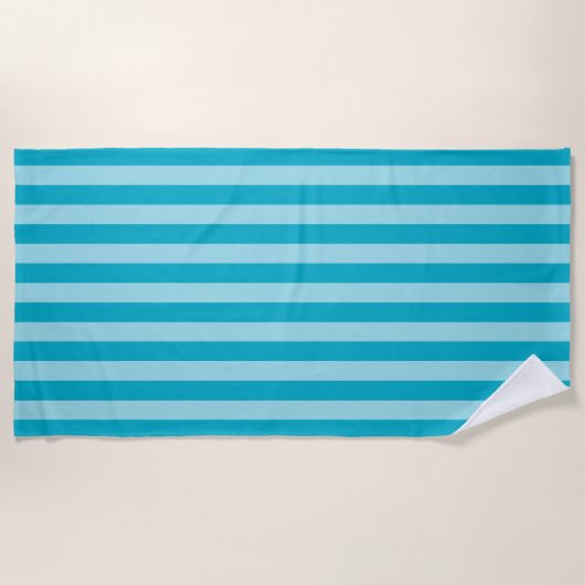 Blauw Groen, Teal Strandhanddoek Strepen Strandlaken (Voorkant)