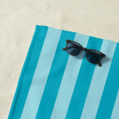 Blauw Groen, Teal Strandhanddoek Strepen Strandlaken (In situ)