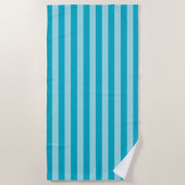 Blauw Groen, Teal Strandhanddoek Strepen Strandlaken (Voorkant)