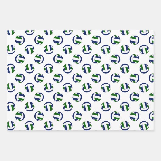 Blauw groen Team Kleuren Coördinerend Volleybal Inpakpapier Vel (Voorkant 3)