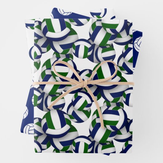 Blauw groen Team Kleuren Coördinerend Volleybal Inpakpapier Vel (In situ)